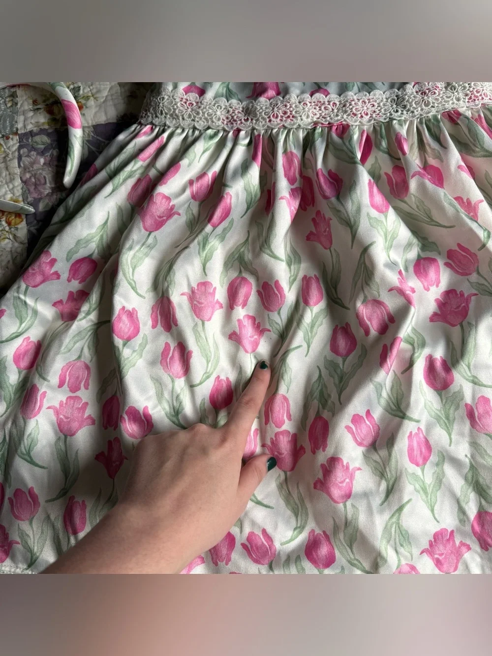 Rachel Zoe White Dress with Pink Tulip Print
